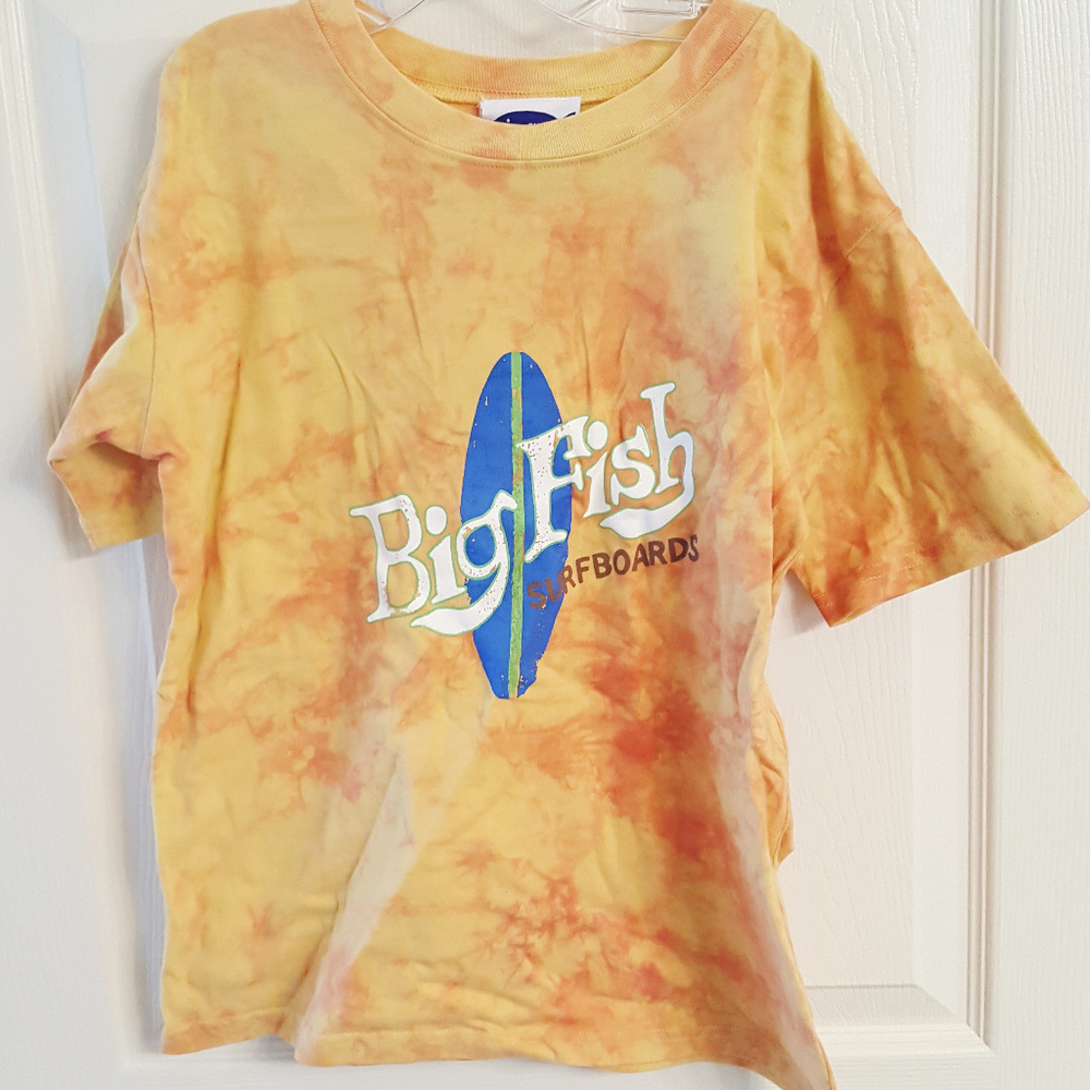 BIG FISH SURFBOARDS Kids Tee Shirt 12 NWT Dip Dye